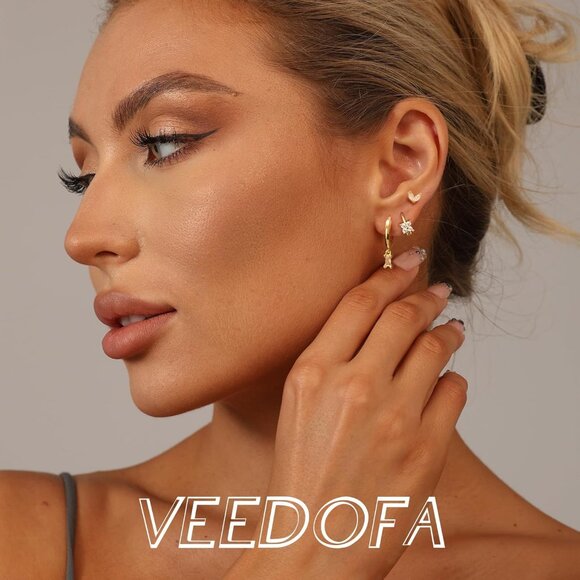 🆕 Women Gold Small Hoop Earrings Trendy Chunky Multiple Piercing Jewelry Gift - Picture 2 of 7